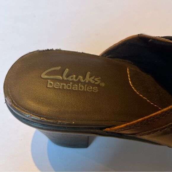 Women's Clarks Bendables Leather Clogs Brown Size 10W - Picture 7 of 11